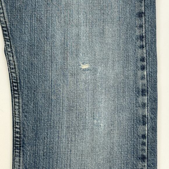 Levis 514 Straight Fit Jeans Distressed Levi Strauss Denim Blue Mens 32x32 - Picture 7 of 14